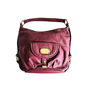 Michael Kors Fulton Purse Merlot Burgundy Leather Hobo Shoulder Bag